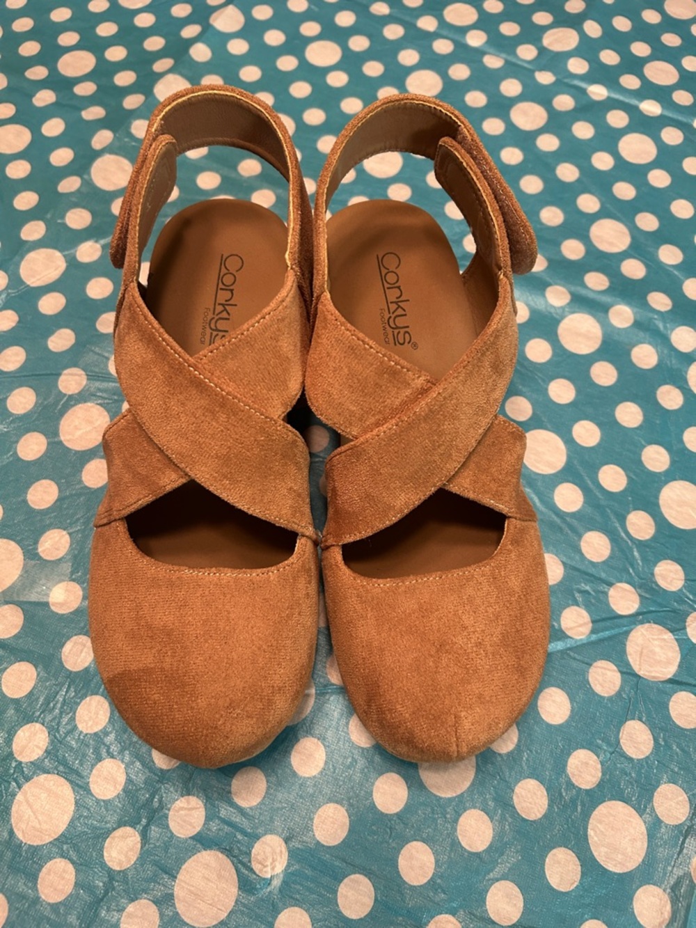 Corkys Brown Suede Crisscross Slingbacks